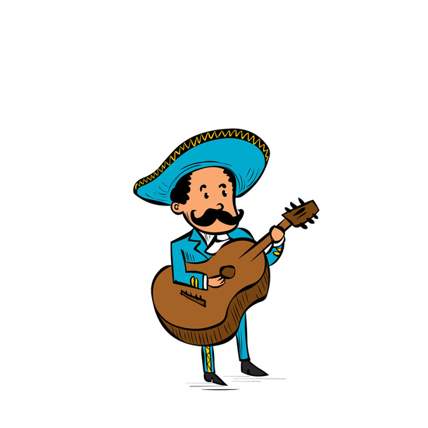 Mexican mariachi man playing on guitar.  - Διάνυσμα, εικόνα