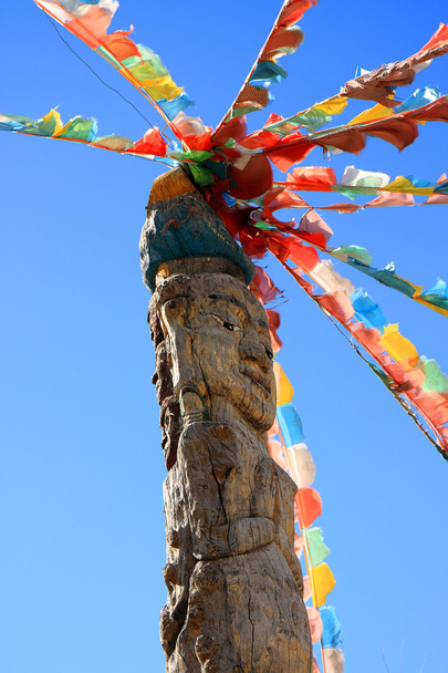 Totem Pole and Prayer Flags - Photo, Image