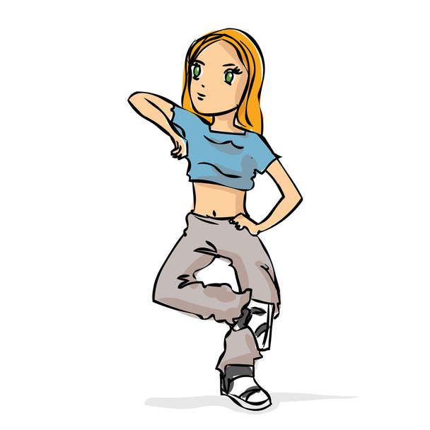 Cartoon Young fitness woman - Вектор,изображение