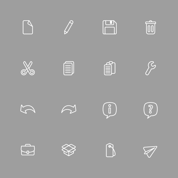 Beyaz çizgi basit web Icon set - Vektör, Görsel
