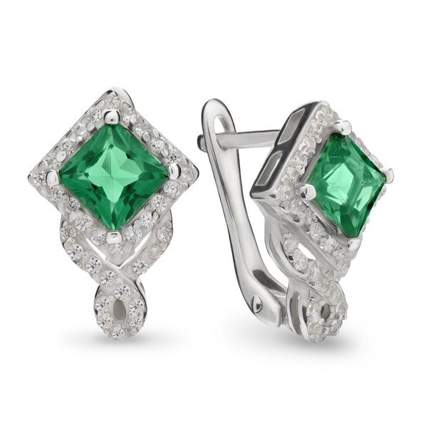 Vihreä smaragdi rubiini ja timantti hopea korvakorut
 - Valokuva, kuva