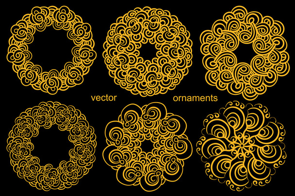 Set Golden Circular Ornament drawing by Hand, iconic Logo, the M - Vektör, Görsel