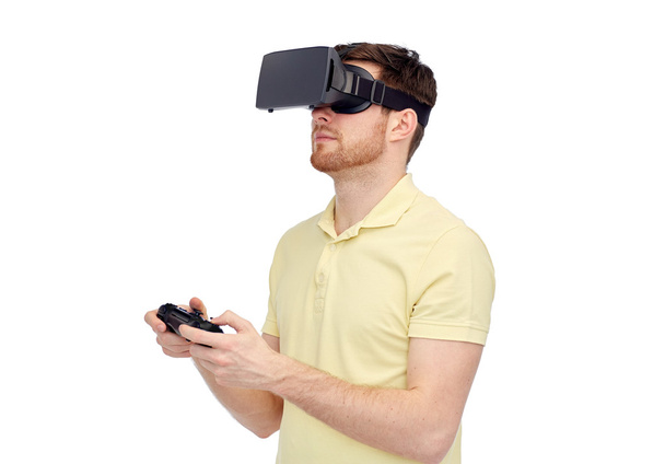 man in virtual reality headset or 3d glasses - Valokuva, kuva