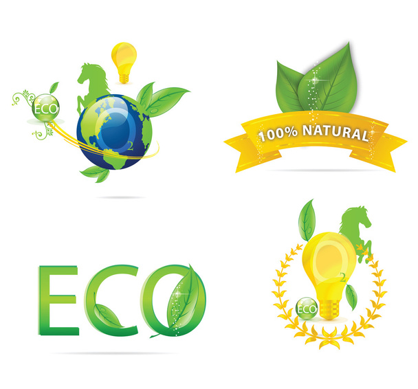 Nature earth eco sign set green color - Vetor, Imagem