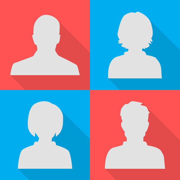 Silhouettes of men and women on different colored backgrounds vector - Vector, Image