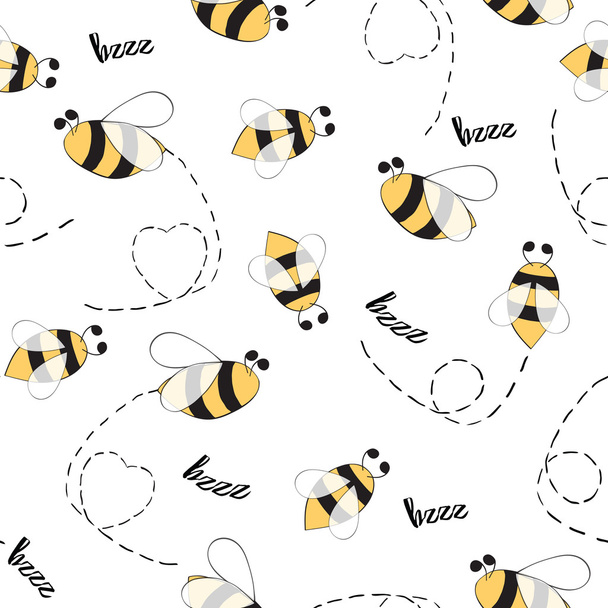 nahtloses Tiermuster mit handgezeichneten Bienen. - Vektor, Bild
