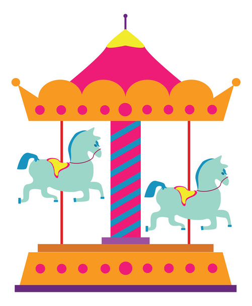 Illustration of a carrousel ride on a white background - Vector, Image
