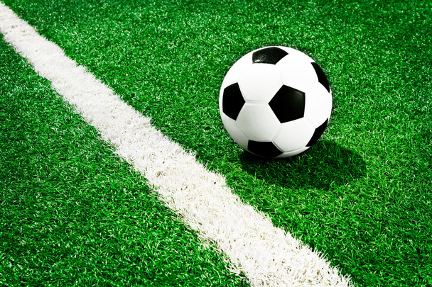緑の芝生のサッカーボール - 写真・画像