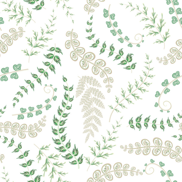 Summer leaves. Seamless hand painted pattern. Vector background - Vector, Imagen