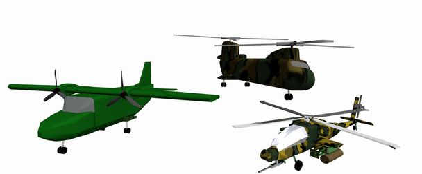 Muharebe helikopter üç düşük Poli 3d modeller - Fotoğraf, Görsel