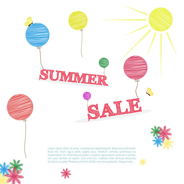 Summer sale concept in doodle style - Vektor, obrázek