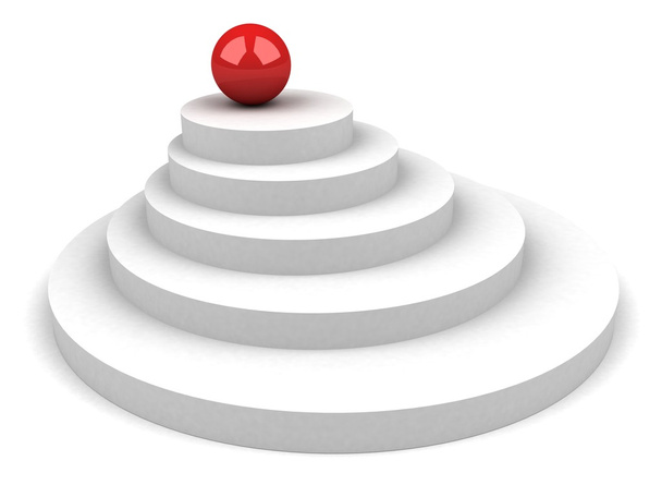 Красный верхний шар победителя на белом пьедестале
 - Фото, изображение