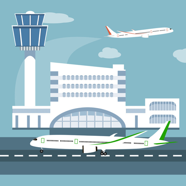 Illustrazione del terminal aeroportuale
 - Vettoriali, immagini