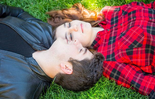 boy and girl on the grass - Photo, Image