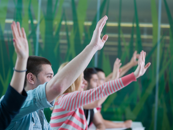 students group raise hands up on class - Fotó, kép