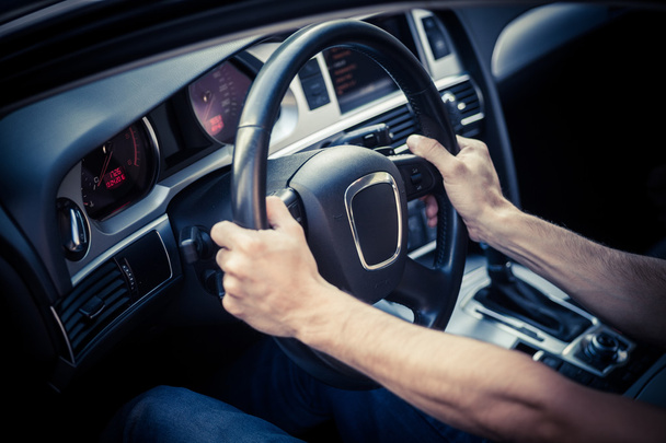 Hands on steering wheel - Foto, imagen