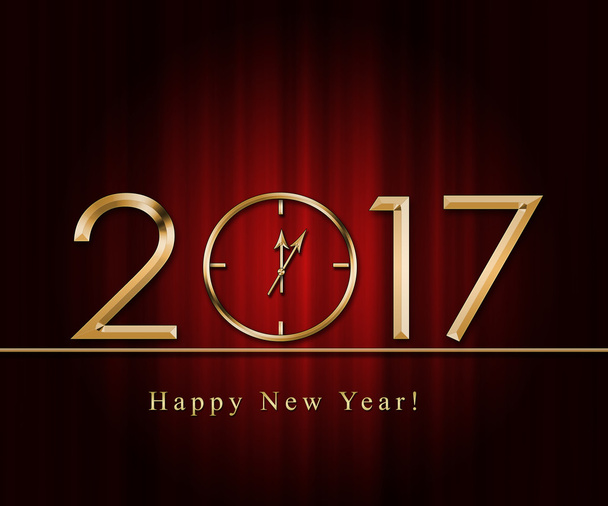 Feliz Año Nuevo 2017 con reloj de oro
 - Foto, Imagen