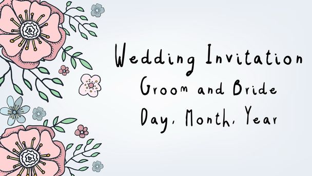 bruiloft uitnodigingskaart met bloemen - Vector, afbeelding