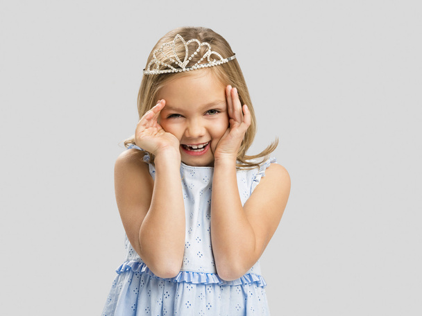Cute little girl in princess crown  - Foto, Imagen
