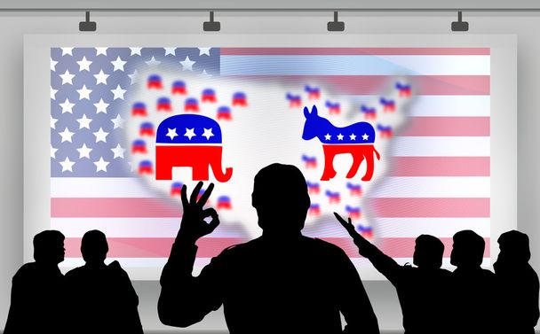 American presidential elections - silhouette crowd - Photo, Image