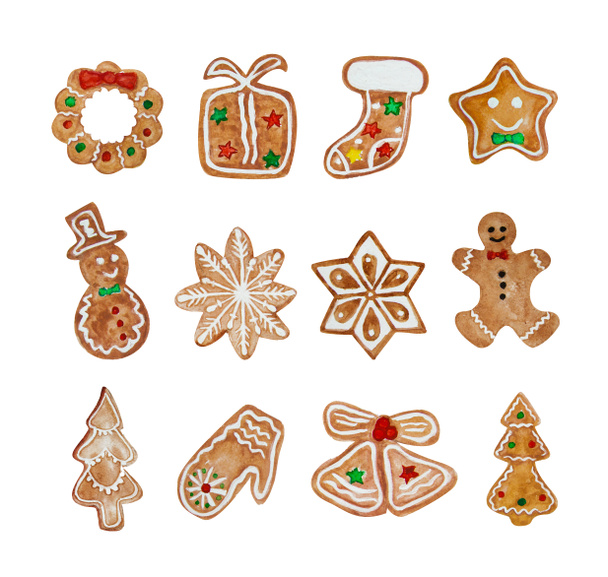 conjunto de iconos de galletas de jengibre
 - Foto, imagen