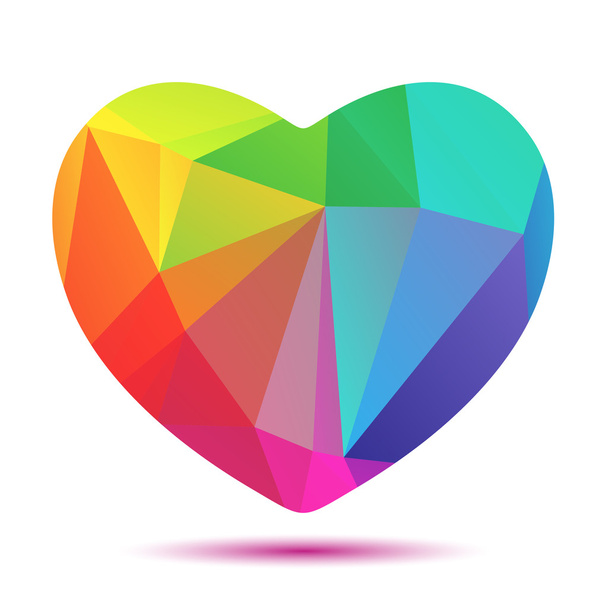 bright polygonal rainbow heart - Vektor, Bild