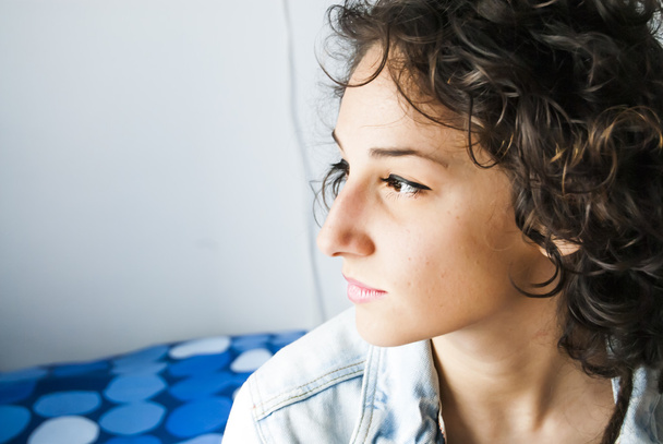 Portrait of Beautiful Young Woman  In her bedroom - Fotoğraf, Görsel