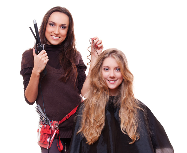 Stüdyo çekim kıvırcık saç yapıyor Kuaför - Fotoğraf, Görsel