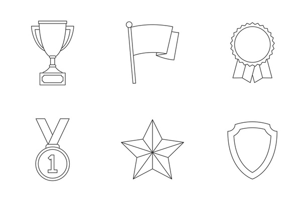 Trophy and awards outline icons - Vector, Image