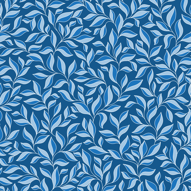 Floral seamless pattern with blue leaves. - Vektori, kuva