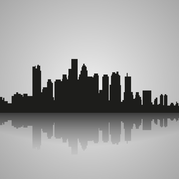 Black silhouette of Boston with reflection. Vector illustration - Vector, Image