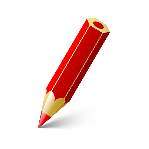 Red pencil on a white background. - Vecteur, image