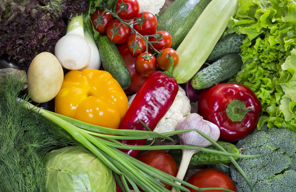 Background of fresh vegetables and greens  - Zdjęcie, obraz