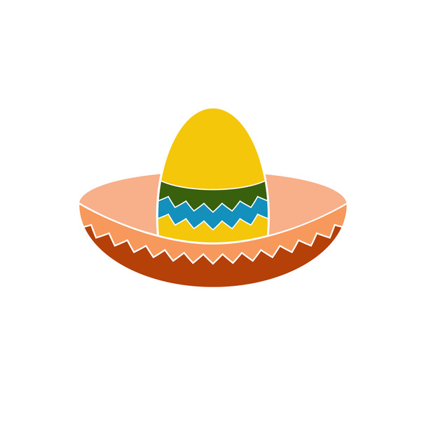 Meksikolainen hattu värikäs tasainen kuvake
 - Vektori, kuva
