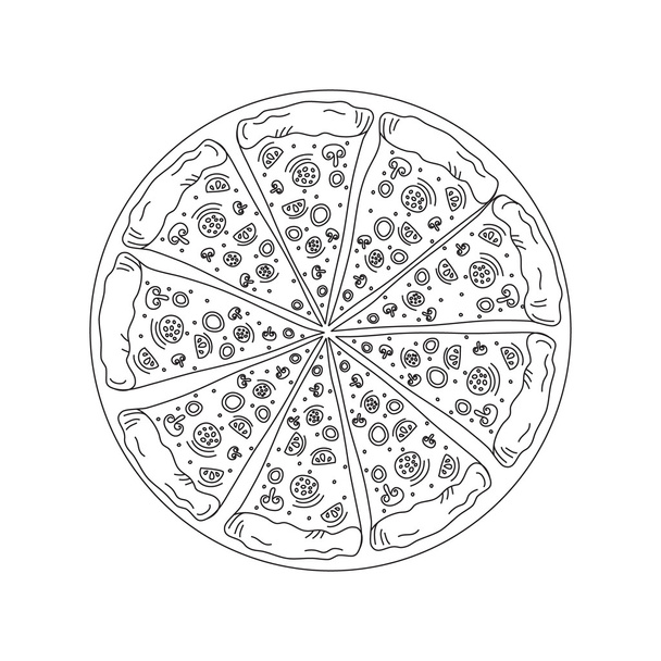illustratie van smakelijke pizza. - Vector, afbeelding