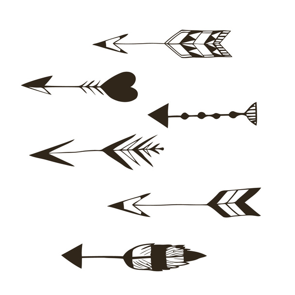 Collection of hand drawn doodle style arrows in various directions and styles - Вектор, зображення