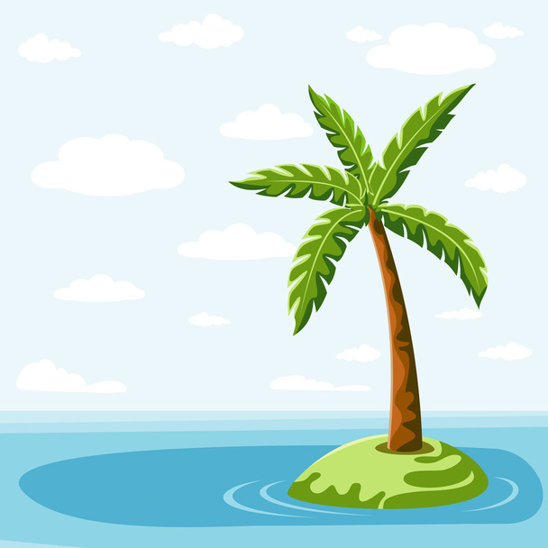 Palm tree island clouds and sky - Vector, imagen
