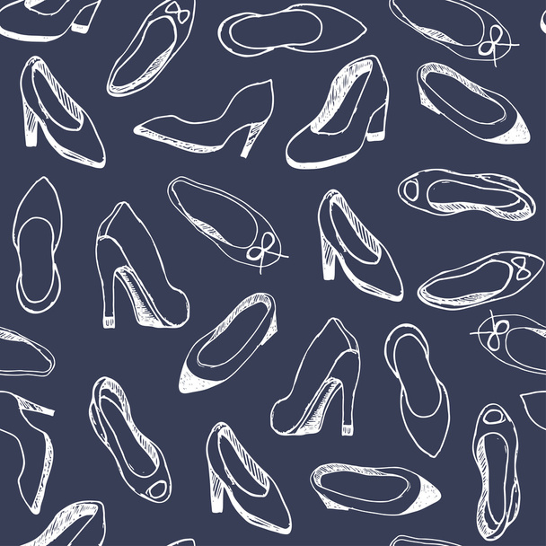 Seamless pattern with women shoes. Fashion background. Vector Illustration - Vector, Imagen
