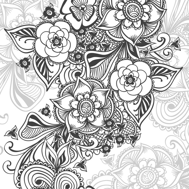 Background   with Zen-doodle pattern black on white - Vecteur, image