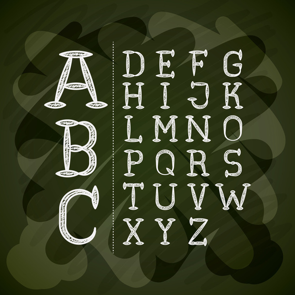 alphabet written on chalk board design - Vektor, kép