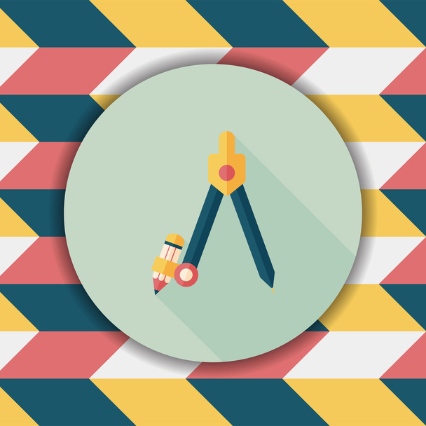Compass Pencil flat icon with long shadow,eps10 - Vector, Imagen