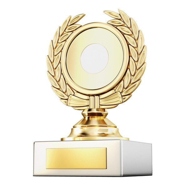 Corona de laurel premio de oro aislada sobre fondo blanco. 3d renderizar
 - Foto, Imagen