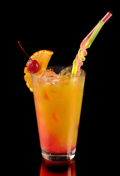Orange cocktail with a cherry - Photo, image