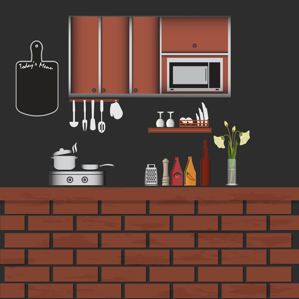 Cucina concetto interno, sfondo illustrazione
 - Vettoriali, immagini