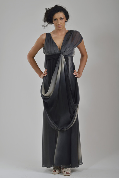 Elegant woman in fashionable dress posing in the studio - Valokuva, kuva