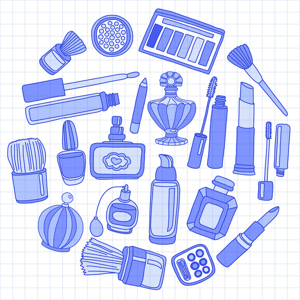 Vector doodle set of perfume and cosmetics - Vector, afbeelding
