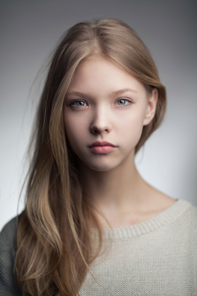 beautiful blond teen girl portrait - Photo, Image