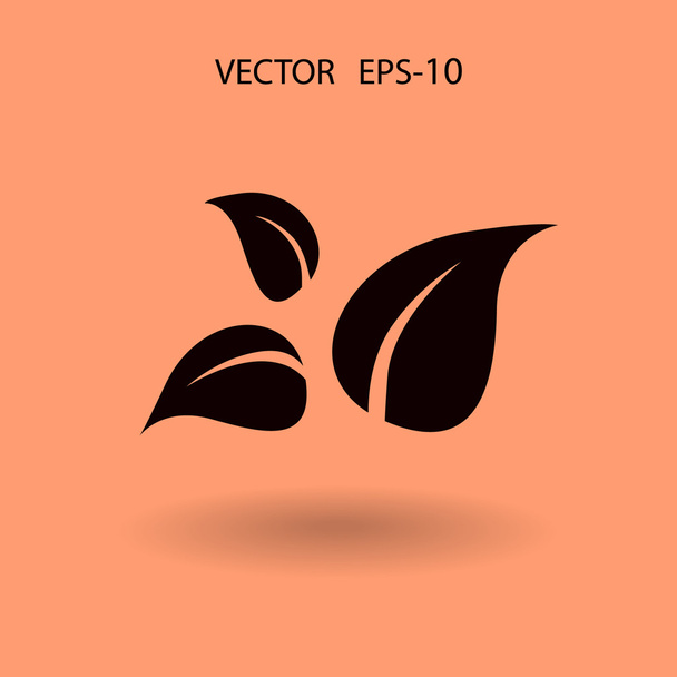 Flat eco leaf icon - Vector, afbeelding