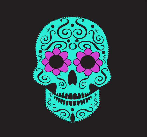 skull vector ornament with flower - Vector, Image