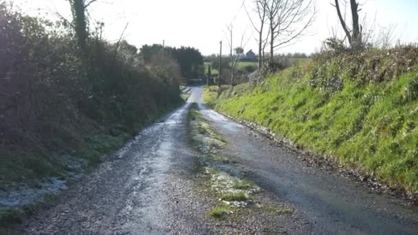 frozen road in countryside - Footage, Video